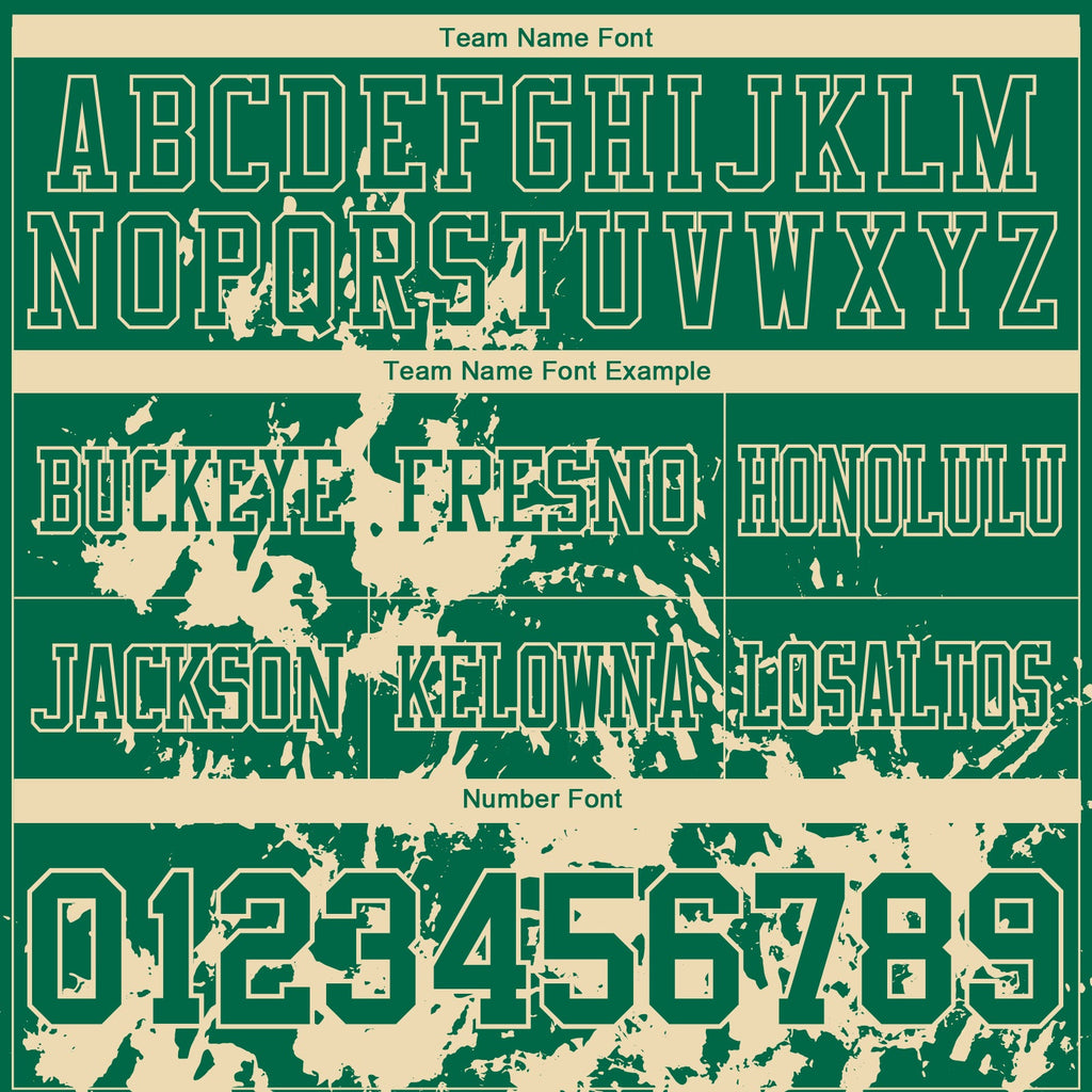 Custom Kelly Green Cream 3D Pattern Splash Authentic Football Jersey