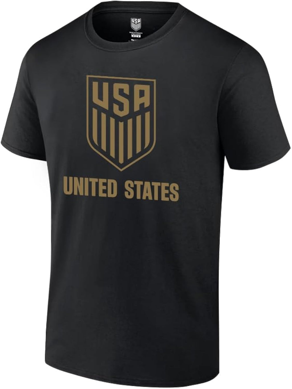 Icon Sports U.S. Soccer Federation USMNT Adult Solid Logo T-Shirt | Black Gold Logo