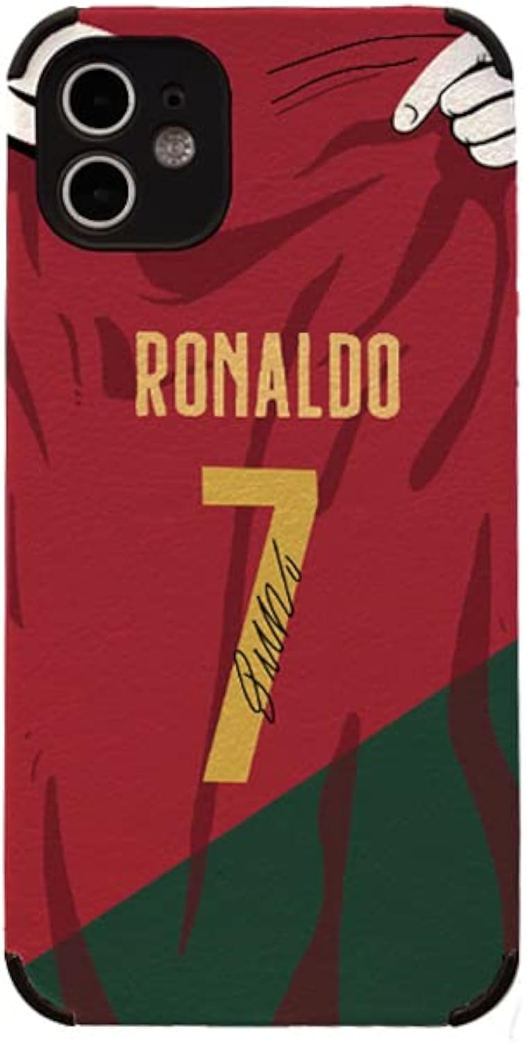 Ronaldo Jersey Phone Case Creative Soccer Case for iPhone 11 Thin Soft Imitation Leather Shockproof