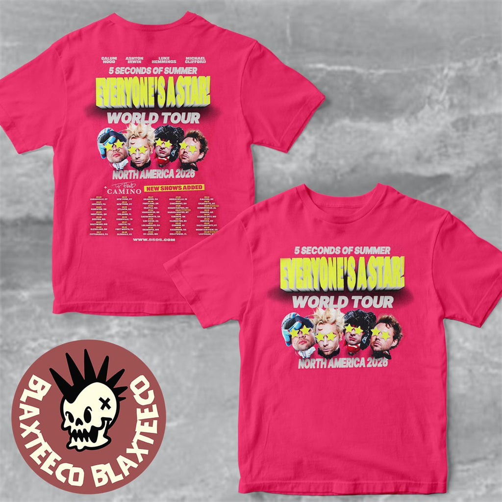 5 Seconds of Summer Everyone’s A Star World Tour North America 2026 City Dates Two Sided T-Shirt