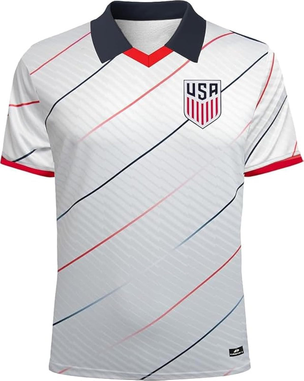 Icon Sports U.S. Soccer USMNT Poly Soccer T-Shirt Youth Size - Modern Geometric Diagonal Striping White
