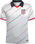 Icon Sports U.S. Soccer USMNT Poly Soccer T-Shirt Youth Size - Modern Geometric Diagonal Striping White