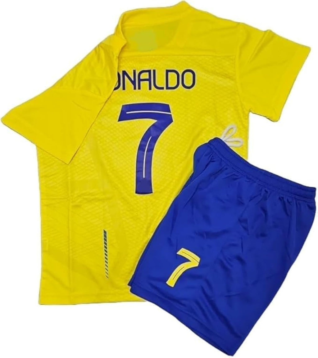 Youth Soccer Jersey 7 Uniform Set Breathable Soccer Football Training Outfits Gifts (US, Age, 4 Years, 5 Years, Yellow)