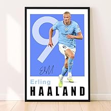 Haaland Poster, Famous Soccer Player Posters, Erling Haaland. Posters For Boys Bedroom, Soccer Wall Art, Gift for Fan Football, Erling Haaland Wall Art, Living Room Sport Room Gift for Fan Football - 16x20 Inches
