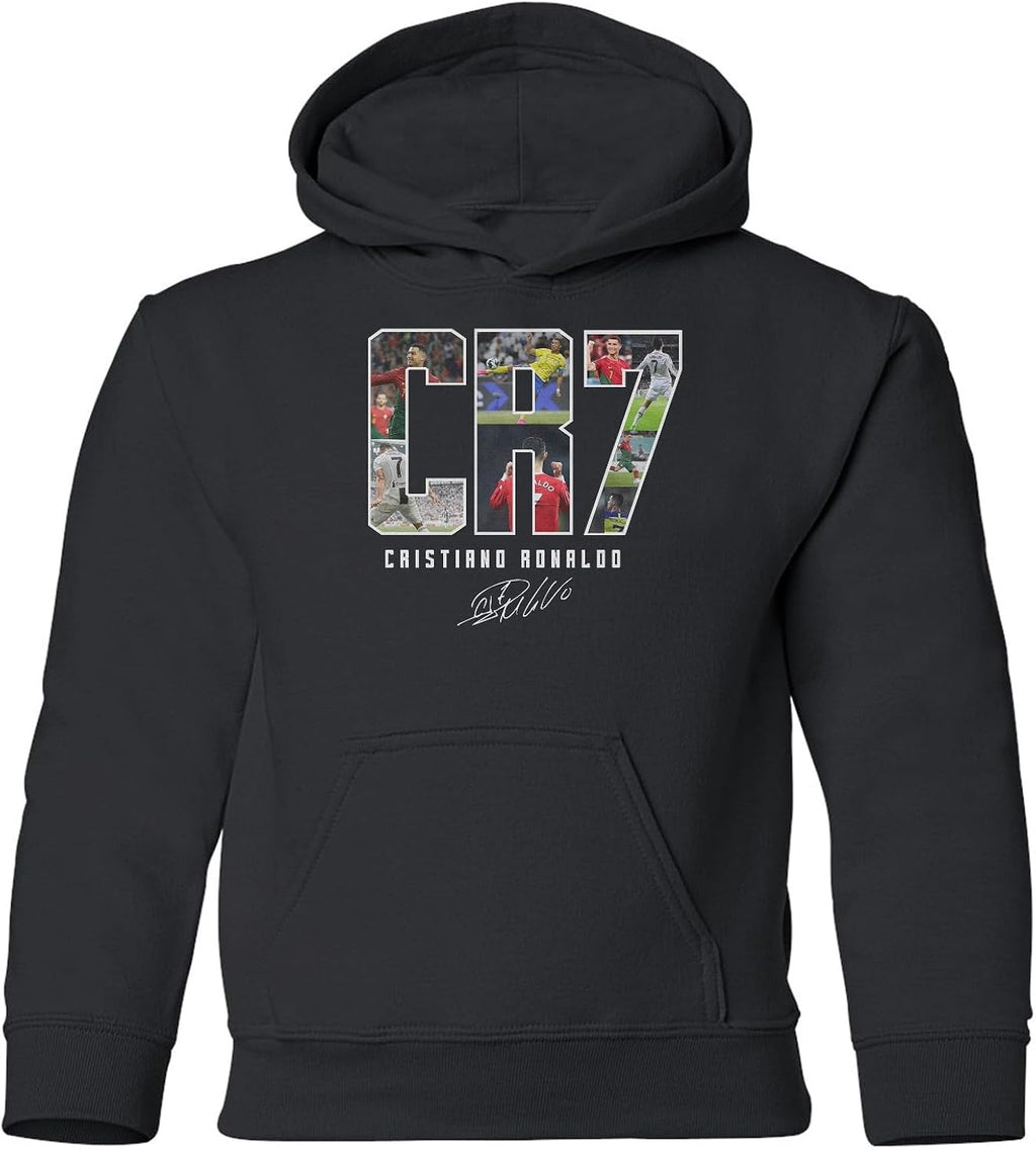 Collage Ronaldo Tribute - Soccer GOAT Youth Hooded Sweatshirt