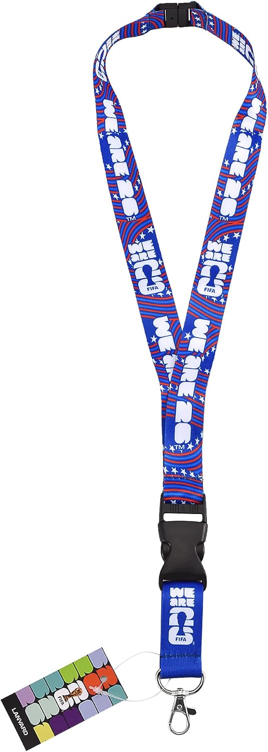 FIFA Official World Cup 2026 USA Lanyard – Collectible Navy w/ Red & White Host Nation Edition – Detachable Breakaway Neck Strap with Metal Clip – Commemorative Soccer Fan Gear for Badges, Keys & ID