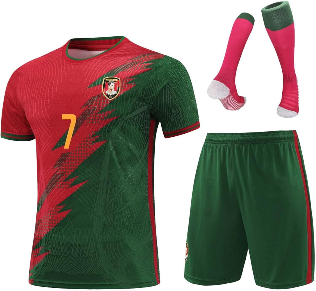 Youth Soccer Jersey for Boys Girls Kids Uniform Football Shirt Birthday Gift Set