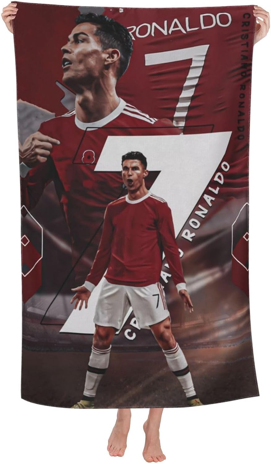 #7 Ronaldo Beach Towels Travel Swimming Bath Gym Towel Sandproof Compact Gift for Men Women, White