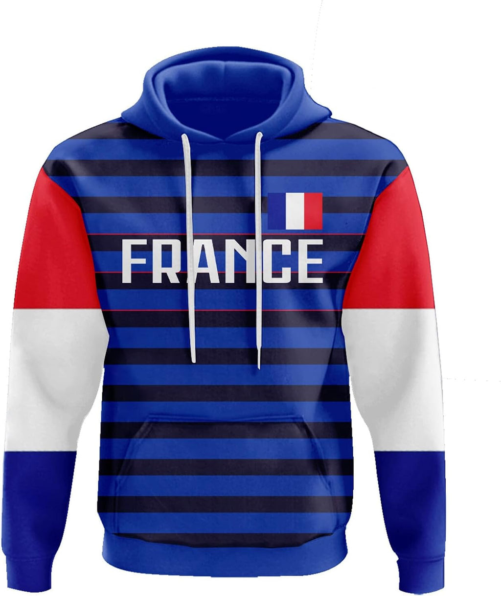 Soccer Pullover Hoodie Flag Sweatshirt Fashion Casual Print Gifts for Soccer Fans Men S-2XL