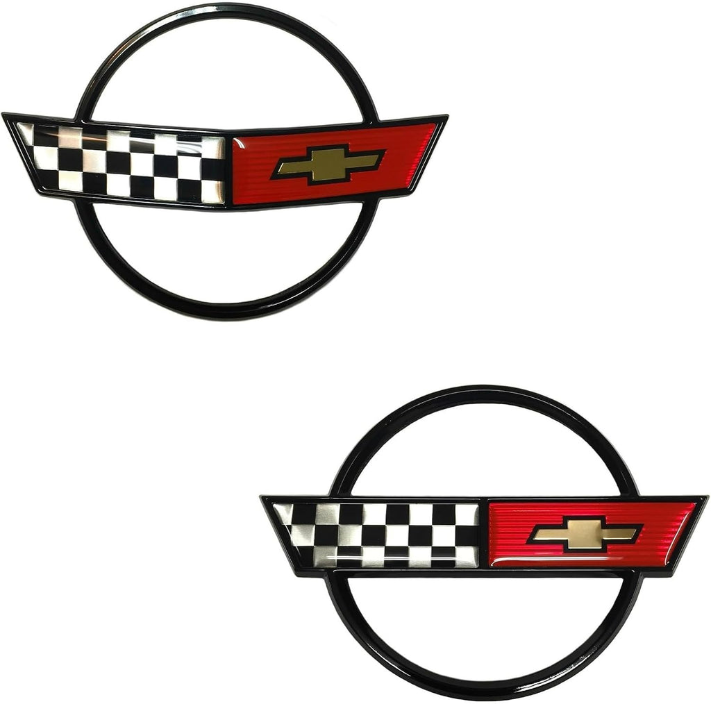 C4 Corvette Front Nose Emblem + Gas Fuel Lid Emblem Cross Flag Official GM Restoration Parts Includes Both Front and Rear Emblems Fits: 84 Through 90 Corvettes