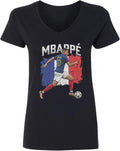 Mbappe Inspired Graphic France Fan Soccer Pride Ladies' V-Neck Tshirt