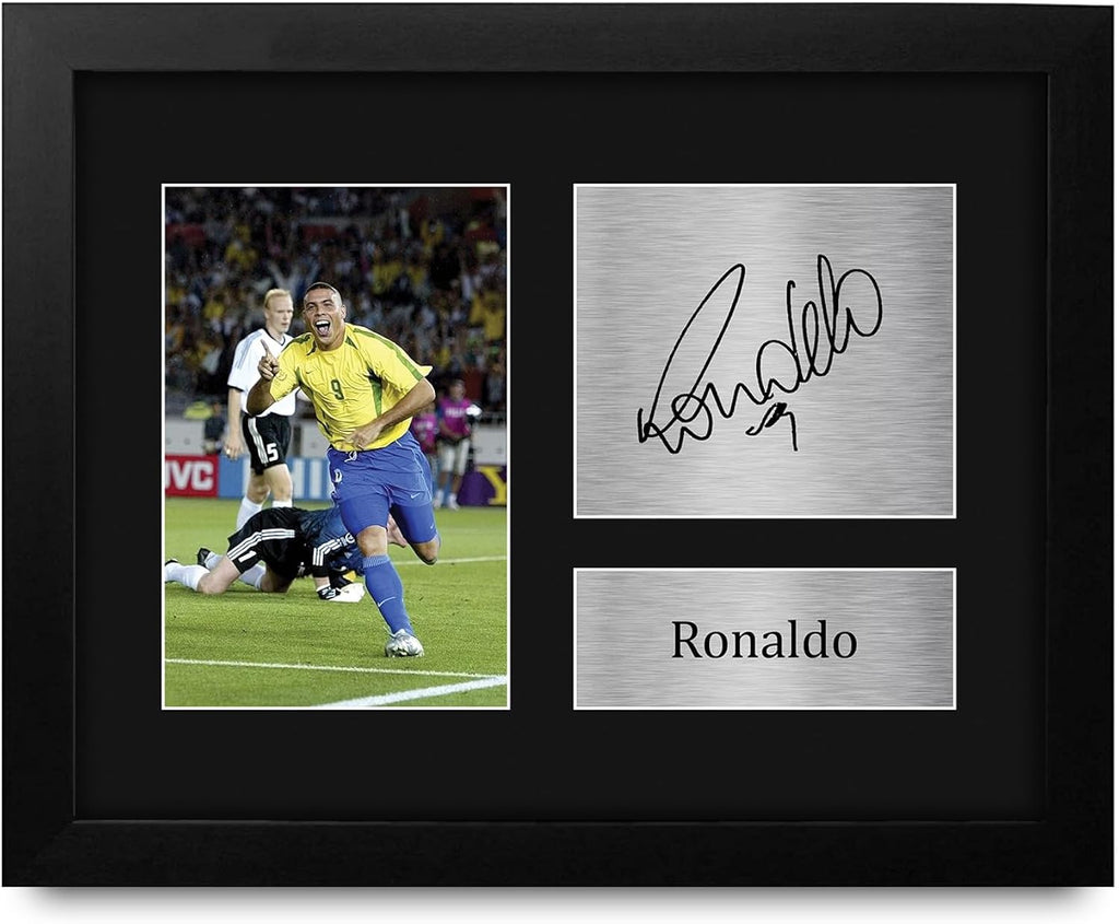 Ronaldo Framed Gift Signed Printed Autograph Brazil Photo Display - US Letter Size
