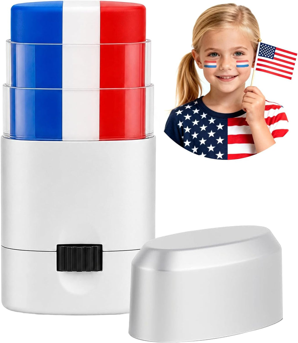 Go Ho Red White and Blue Eye Black,Patriotic USA Flag Face Body Paint for Game Day,4th of July Accessories,250 Anniversary USA Makeup,Eye Black Stick for Baseball Party Favors