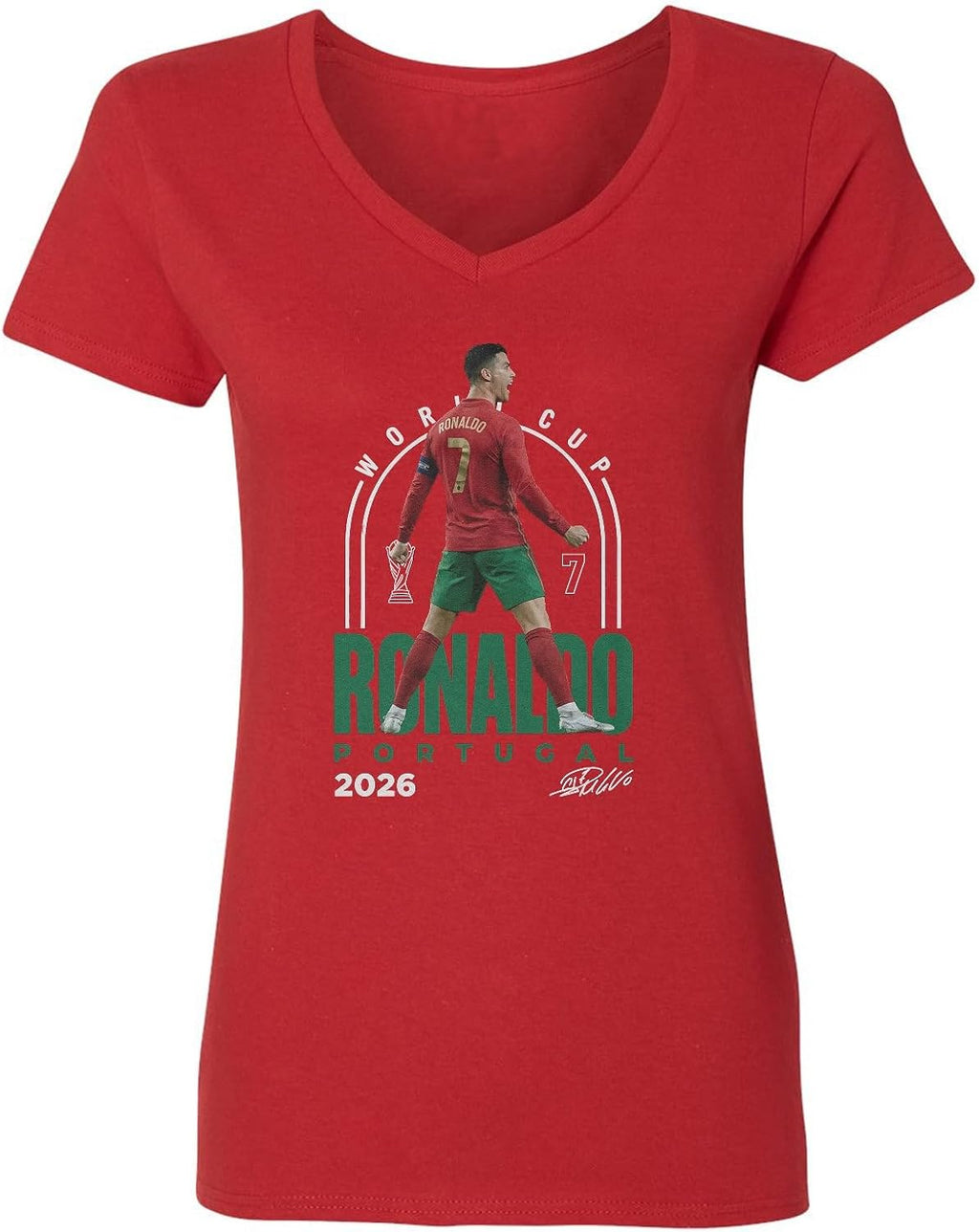 Ronaldo 7 Portugal Tribute Graphic – 2026 Fans Ladies' V-Neck Tshirt