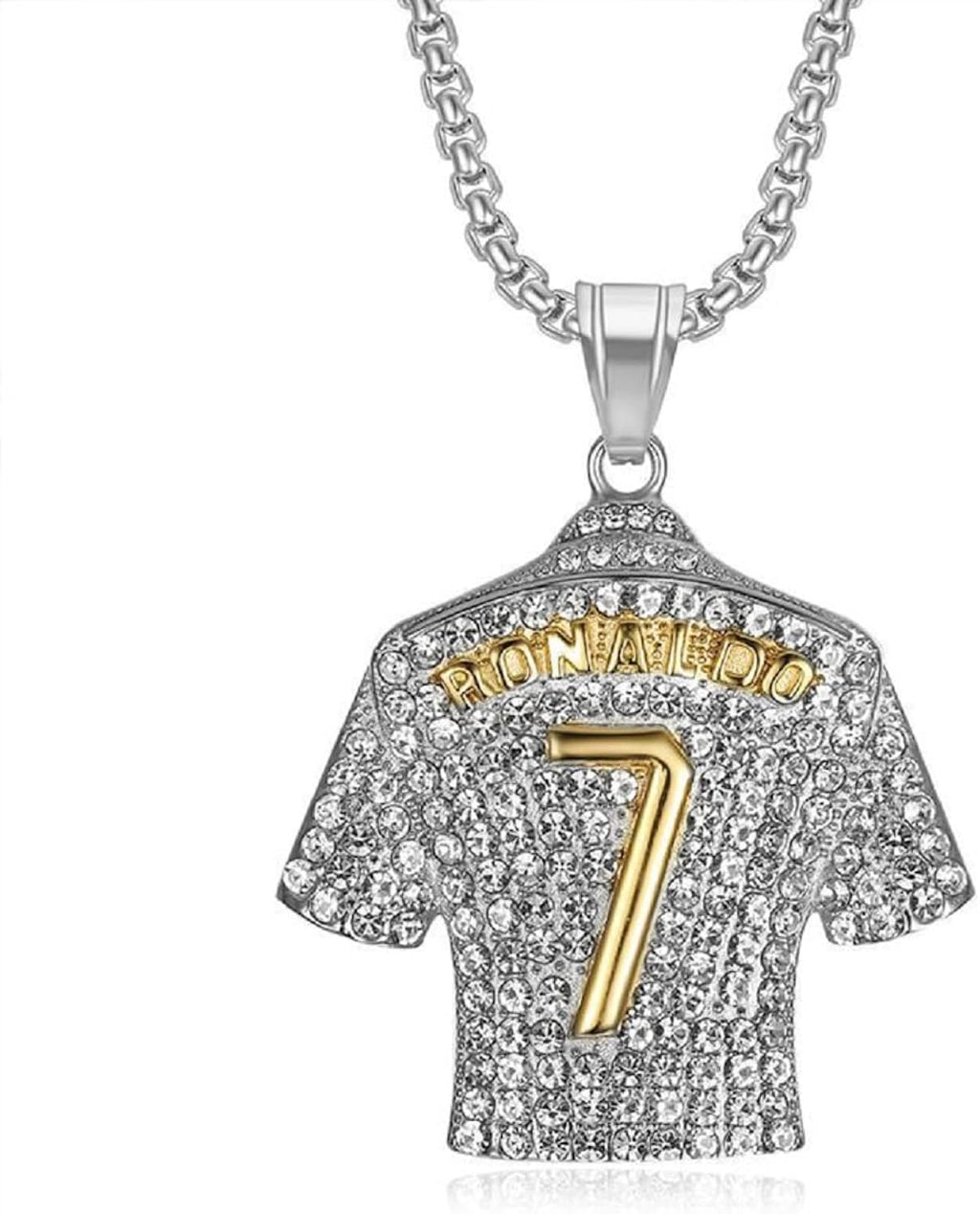 Number 7 Soccer Jersey Pendant, No. 7 Jersey Soccer Necklace for Men, Gold Silver Number Football Necklace Rock Football Player Charm Jewelry