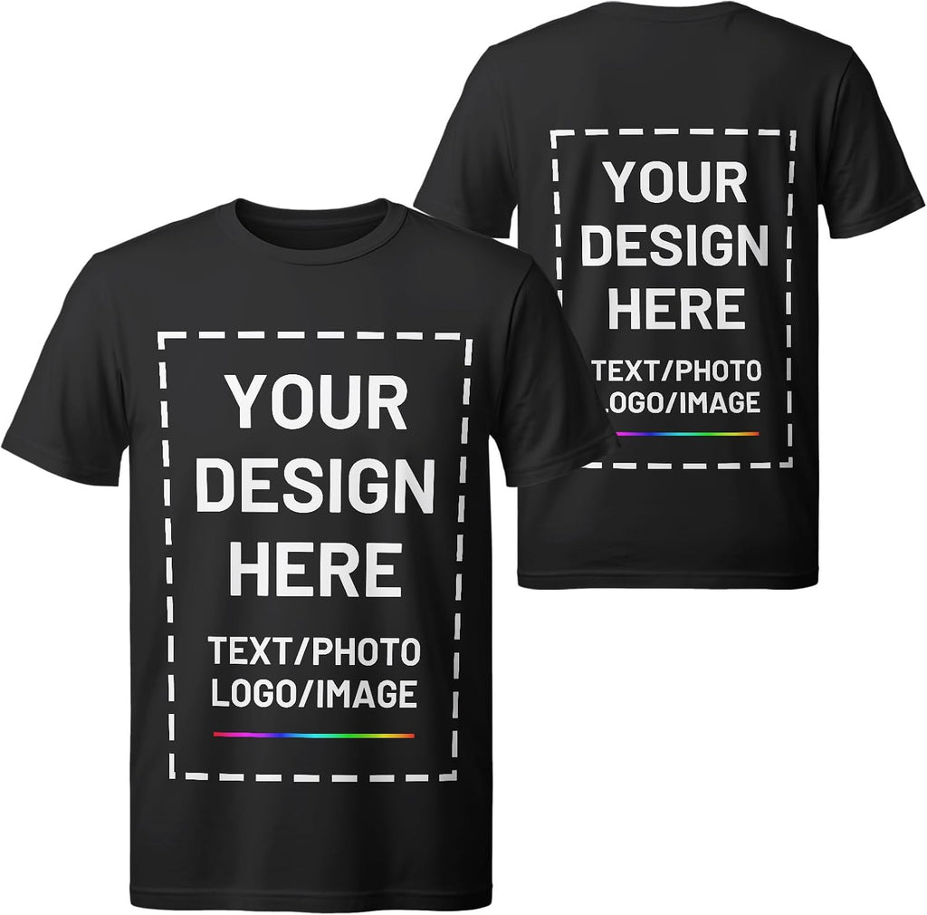 Custom T Shirts for Men Women, Personalized Shirts with Photo Logo Text, Customized T-Shirt Front & Back Print