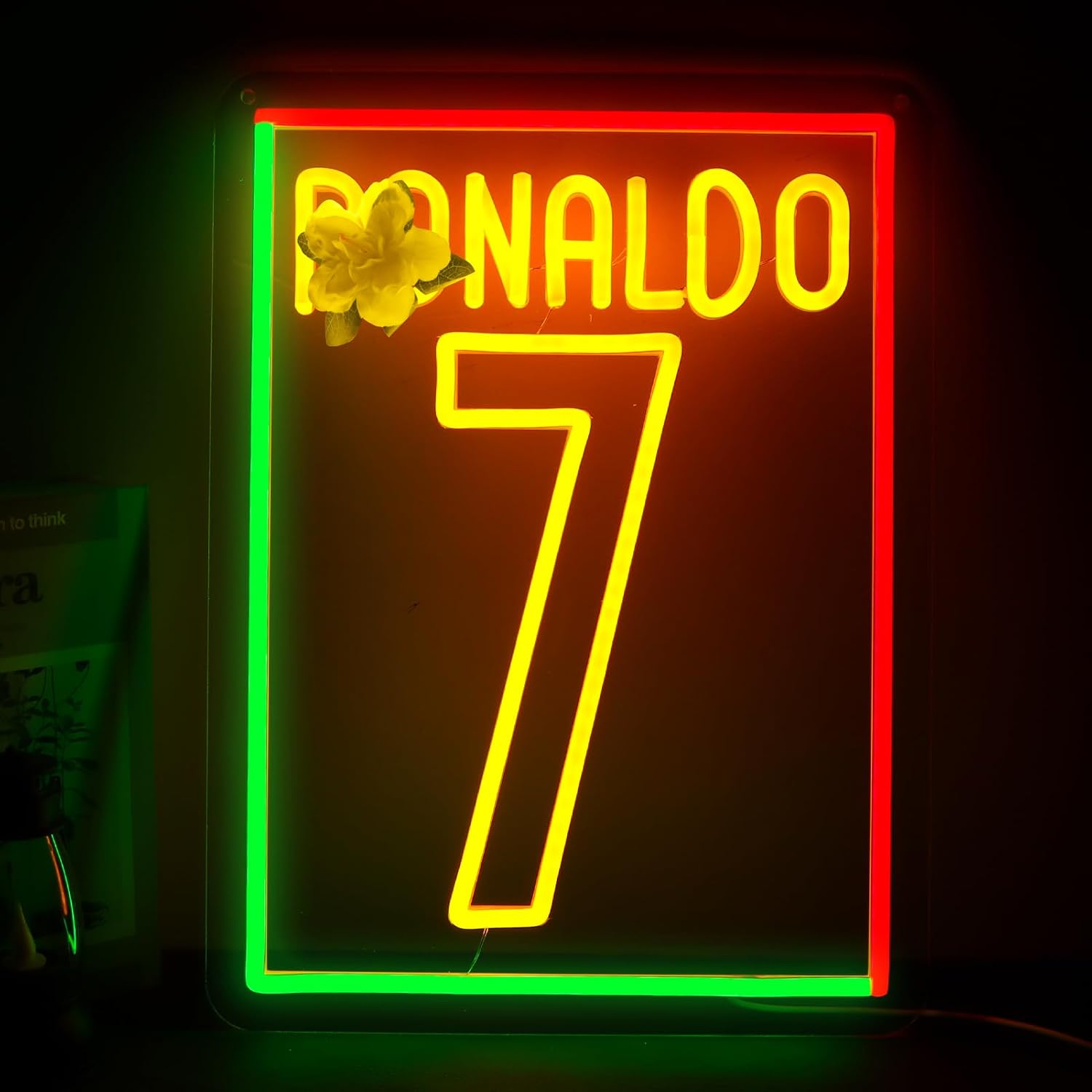 Number 7 Neon Sign Football for Wall Decor, Soccer LED Sign Neon Light For Man Cave Garage Decoration, Neon Sign For Bar,Dorm Room,Party,Game Room Decoration11.7 * 15.7inch
