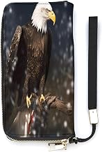 North American Bald Eagle Women Long Clutch Wallet Soft Card Holder PurseSlim Cash Pocket with Gift Box 7.87x4.13x1in