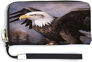 Bald Eagle Wristlet Wallet for Women Large Clutch Cash Long Wallet with Zipper Checkbook Clutch Purse