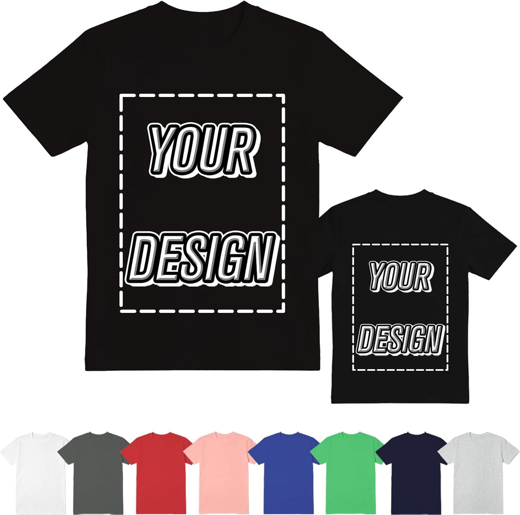 ISUNMEA Custom T-Shirts for Men Women, Personalized Photo Shirts Gift Design Your Own Customizable Tee with Text Logo