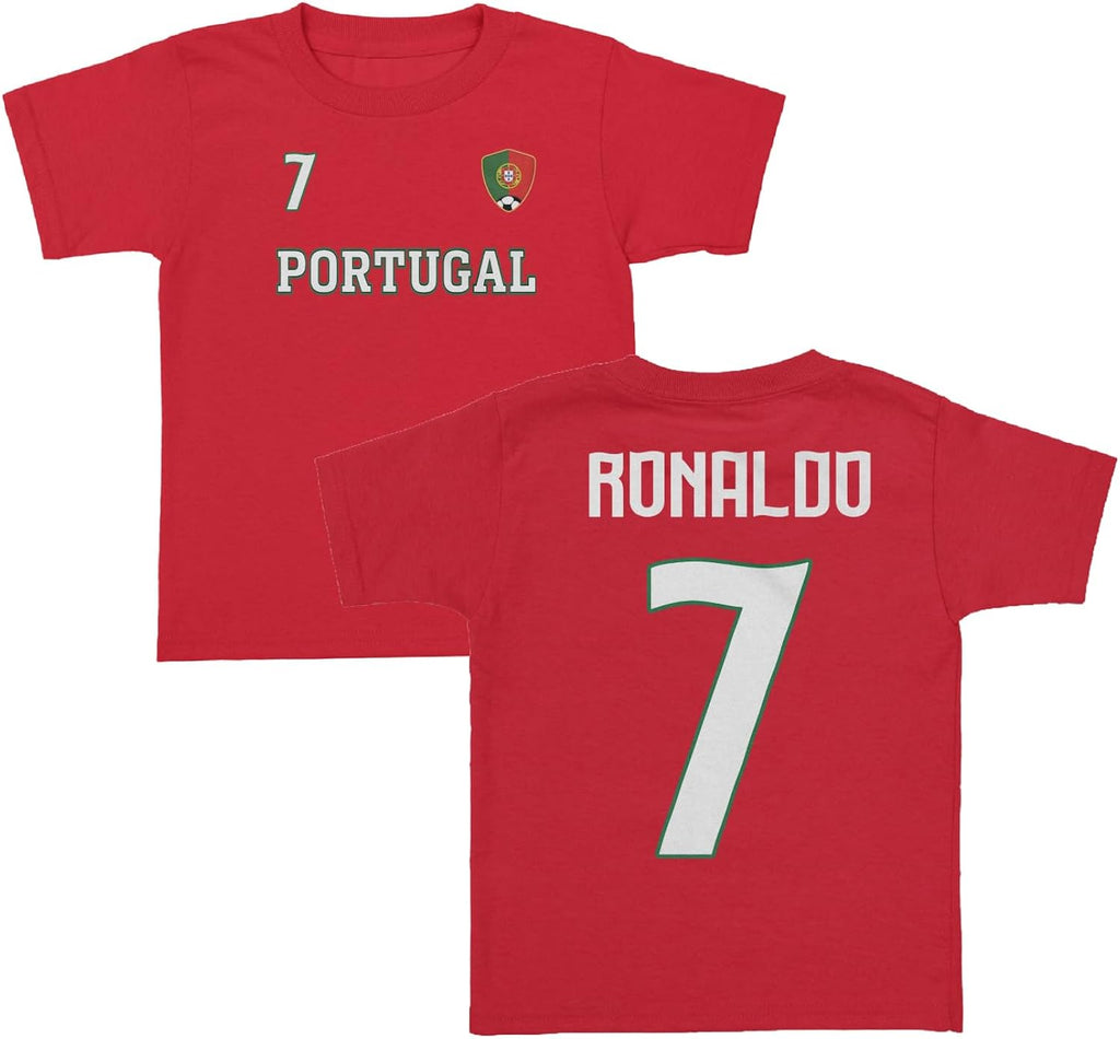 Portugal Ronaldo 7 Inspired Soccer Jersey Style Toddler T-Shirt