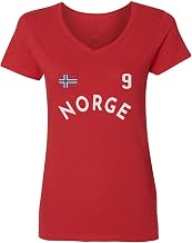 Norway Soccer Supporter Haaland 9 Norge Fans Ladies' V-Neck Tshirt