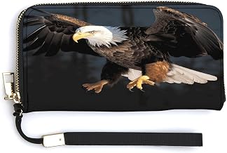3D Bald Eagle Wristlet Wallet for Women Large Clutch Cash Long Wallet with Zipper Checkbook Clutch Purse