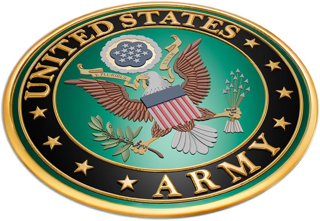 Official United States Army Seal 3D Sticker: Raised 3D Car Decals, Waterproof Military Bumper Stickers, Patriotic US Army Emblem for Trucks & Laptops (3" Green & Gold)