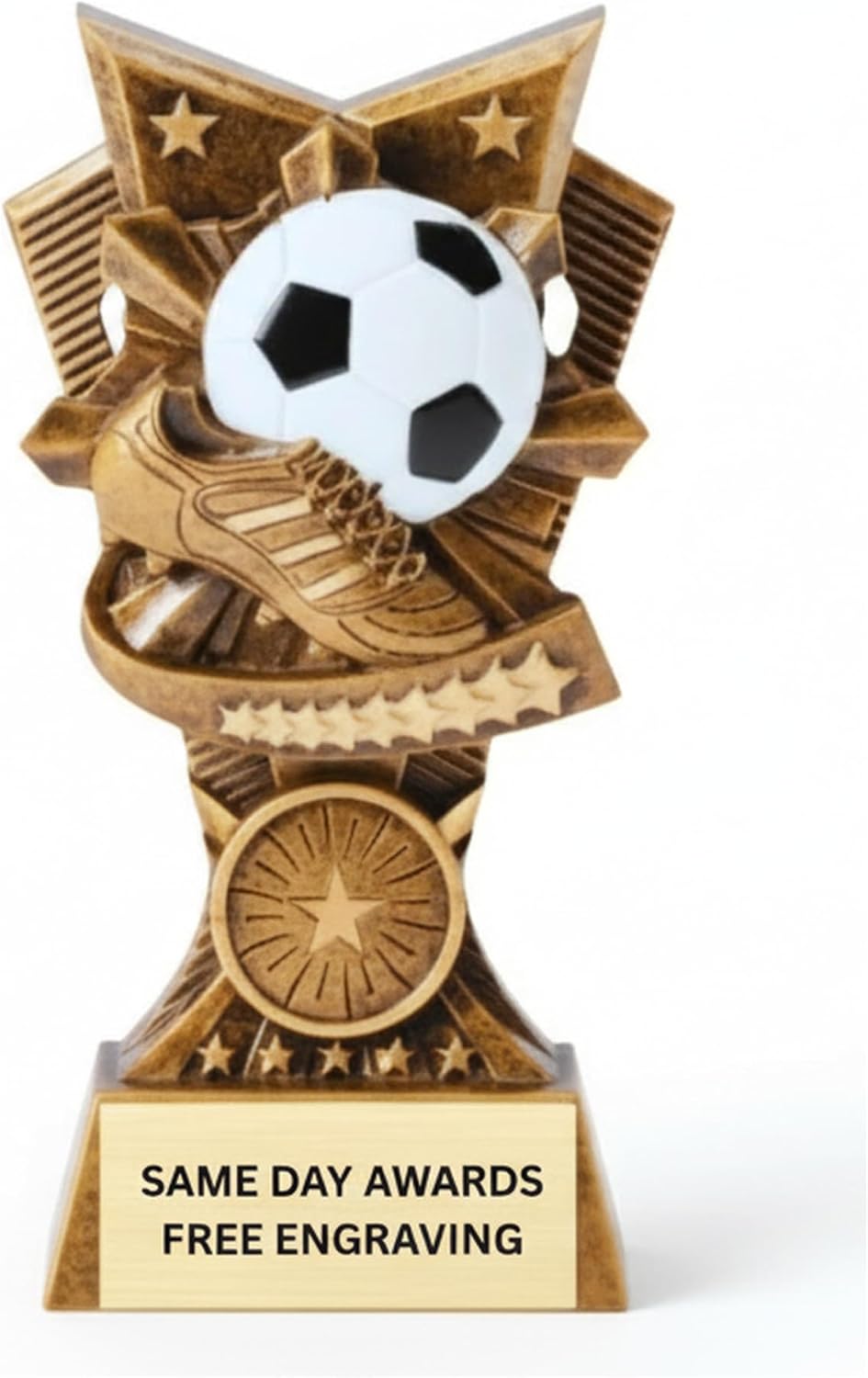 Champion V Sports Trophy | Free Engraving, 6 Inches, 3 Lines Engraved Text, Resin, Affordable Team Trophy, Youth Sports, MVP, End of Season Events