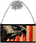 American Flag Art Women's Wallet Clutch - Bald Eagle Clutch for Women - Retro Women's Wallet Clutch