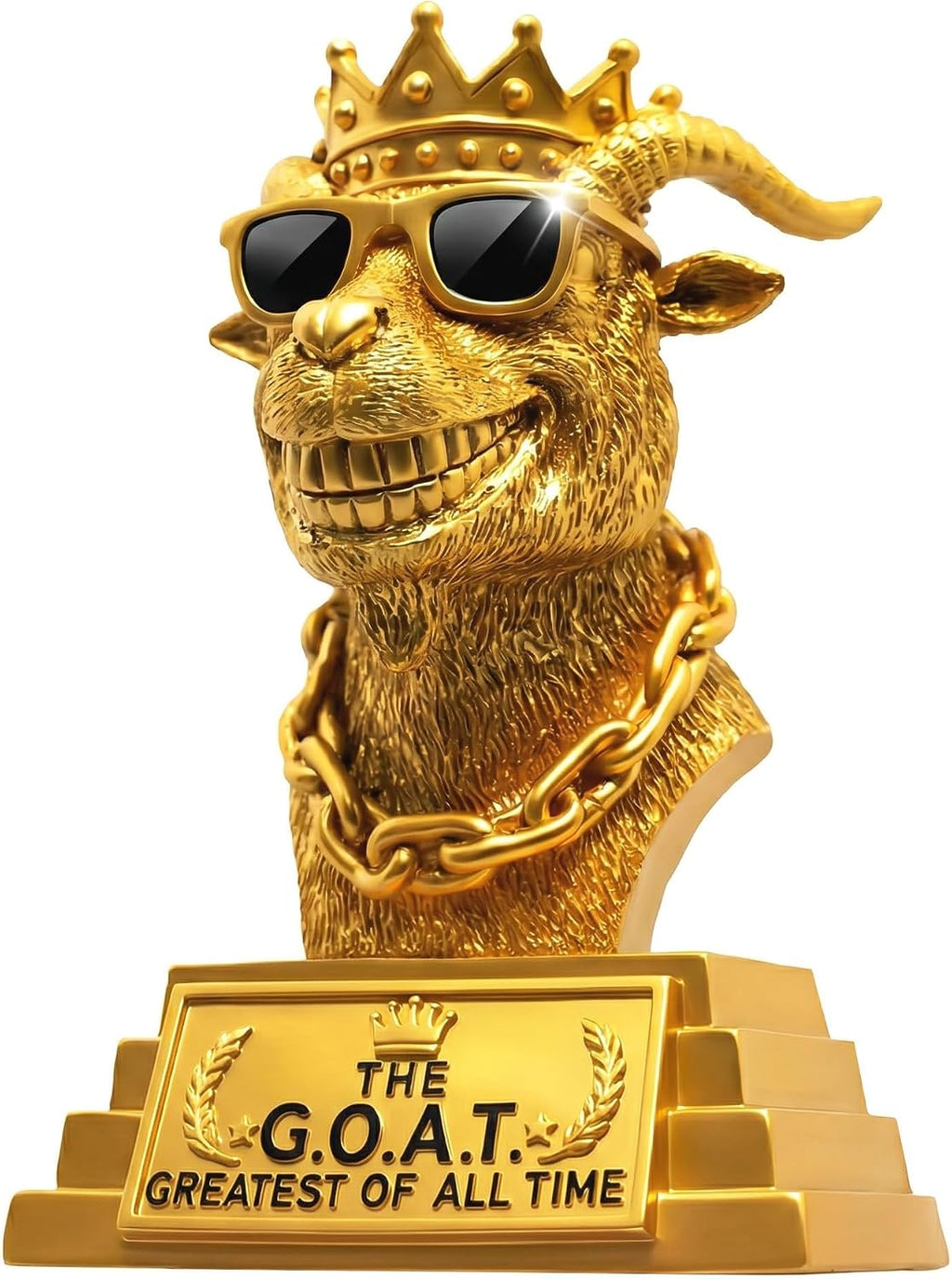 The GOAT Trophy Winner Award - Handmade 6" Gold Greatest of All Time Trophies for Fantasy Football Champion Soccer MVP, Funny Office Recognition,Boss & Coworker Gag Gifts - Resin Man Cave & Desk Decor