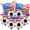 4D Soccer Party Balloons, Flag balloons, Soccer Theme Party Decorations, World Cup Sport Theme Birthday Party Balloons (USA)