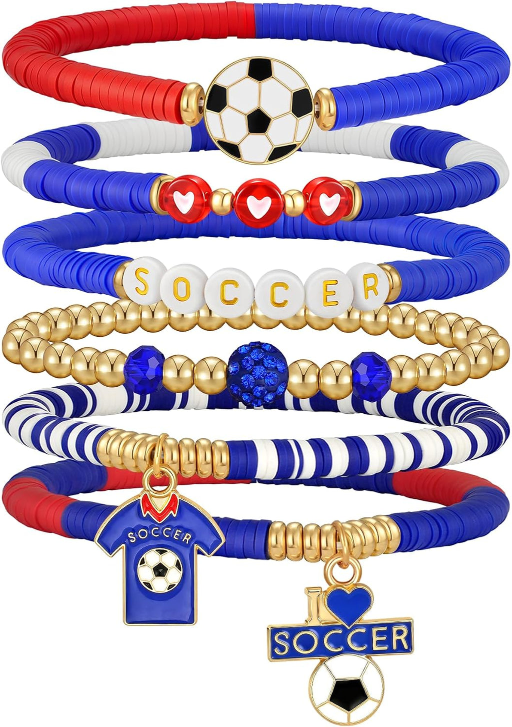 doubgood 2026 World Soccer Cup Soccer Bracelets for Women Men, Stackable Soccer Jewelry Game Day Fan Accessories Gifts for USA Mexico Argentina Soccer Fans