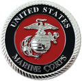 Military Gift Shop 3.5" USMC Medallion, Marine Corps Eagle Globe Anchor Emblem, Veteran Gift - Red, Silver, Black