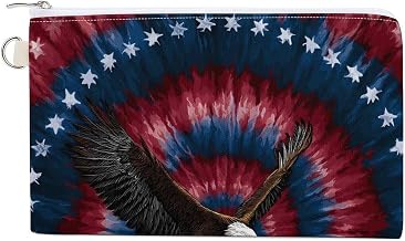 Usa Bald Ea-gles Coin Purse Pouch Change Holder With Zip Canvas Clutch Card Wallet for Women Men
