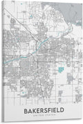 KKAIO Bakersfield Modern City Map, Downtown California, Kern County. Museums Poster for Room Aesthetics Canvas Wall Art And Print 12x18inch(30x45cm)