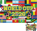 2026 Soccer Cup Backdrop, 71"×43" Large World Tournament Cup Banner for Fans, Fade-Resistant Polyester Fabric Photo Booth Background for Soccer Sports Events, Party Decor Celebration