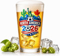 For 2026 World Cup Beer Glass, Thick Heavy Pint Glass for Football Fans, Fathers Day Gift for Dad Husband Boyfriend, Soccer Trophy Style Drinking Glass for Game Day Parties and Collectors(16oz)