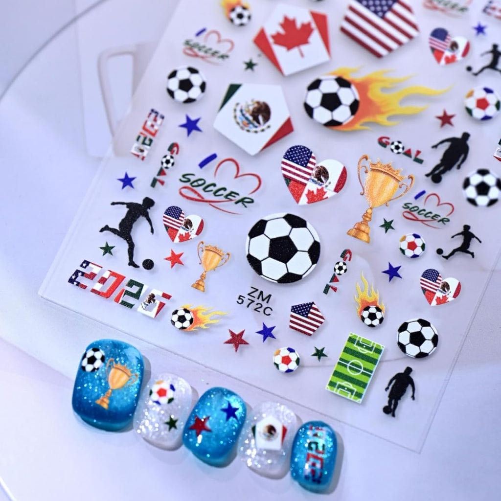 World Cup Nail Stickers Soccer Football Nail Decals Trophy Star Nail Designs Country Flag Nails Supplies Self Adhesive Summer Holiday Nails Art Stickers for Women Girls DIY Manicure 1 Sheet