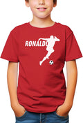Ronaldo Action Silhouette Youth T-Shirt | Goat Soccer Legend Tee | Fan Gift for Boys & Girls