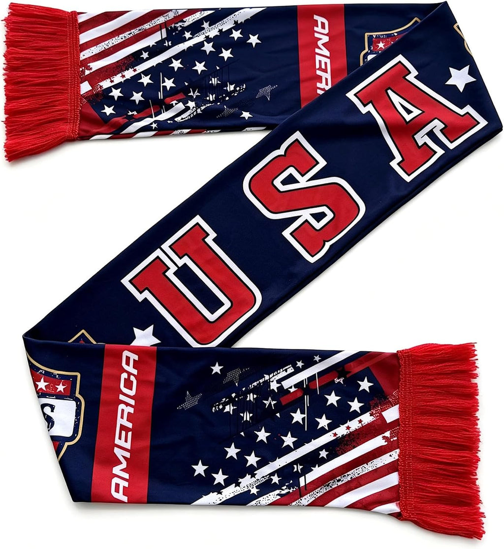 USA Soccer Fan Scarf, America Team Supporter Scarf Double-Sided for 2026 World International Soccer Matches & Game Day
