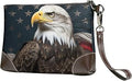 Leather Wristlet Wallet Clutch Purses For Women Ultra-Slim Ladies Handbags Credit Card Holder American Bald Eagle Wallet Purses Cell Phone Pouch Bag For Party And Prom, Beach Bag