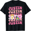 Girl Retro JUSTIN First Name Personalized Apparel