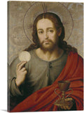 ARTCANVAS Christ With The Host Canvas Art Print Stretched Framed Painting Picture Poster Giclee Wall Decor by Juan de Juanes - 26" x 18" (0.75" Deep)
