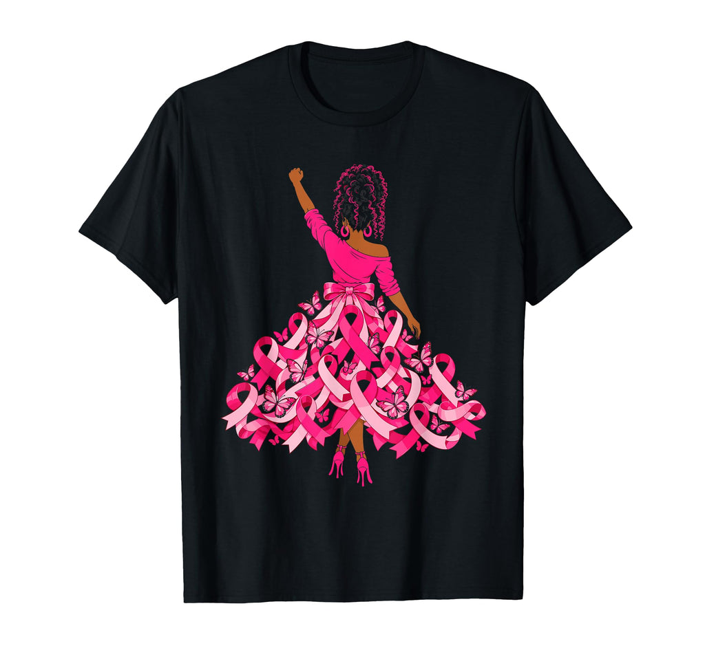 Black African American Breast Cancer Pink Ribbon Dress Unisex T-shirt, Sweatshirt, Hoodie (1)