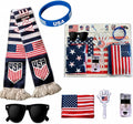 2026 USA Soccer Fan Kit 6 Piece Set, World Cup Football Party Gear with Patriotic Scarf, Flag, Face Painting Accessory, Hand Paddle, Wristband, Soccer Fans Game Day Accessories