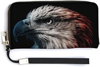 Bald Eagle with The Words 250th PU Leather Clutch Long Bifold Wallet, Coin Purse Credit Pass Case, Durable Card-Holder Money Storage for Women Men