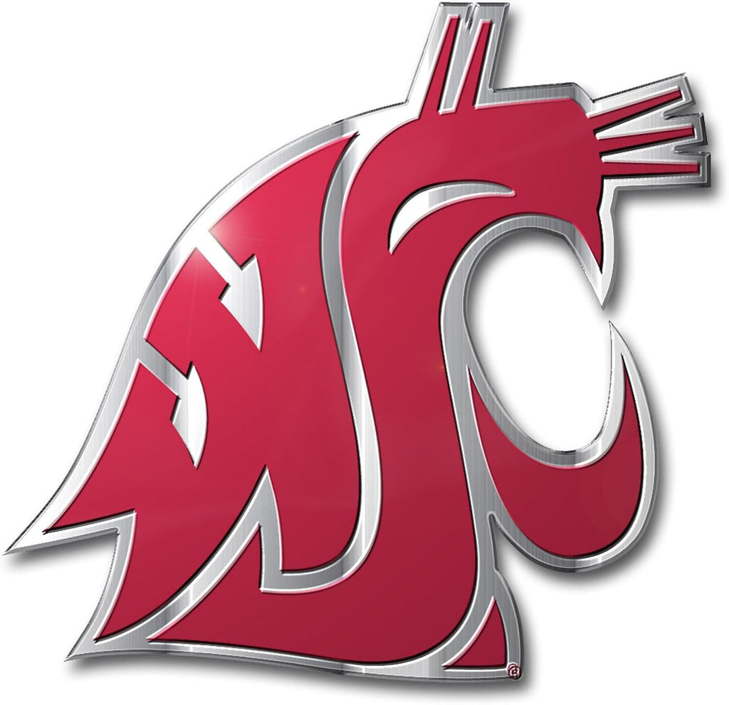 FANMATS 60572 Washington State Cougars Heavy Duty Aluminum Embossed Color Emblem, Auto Emblem Decal