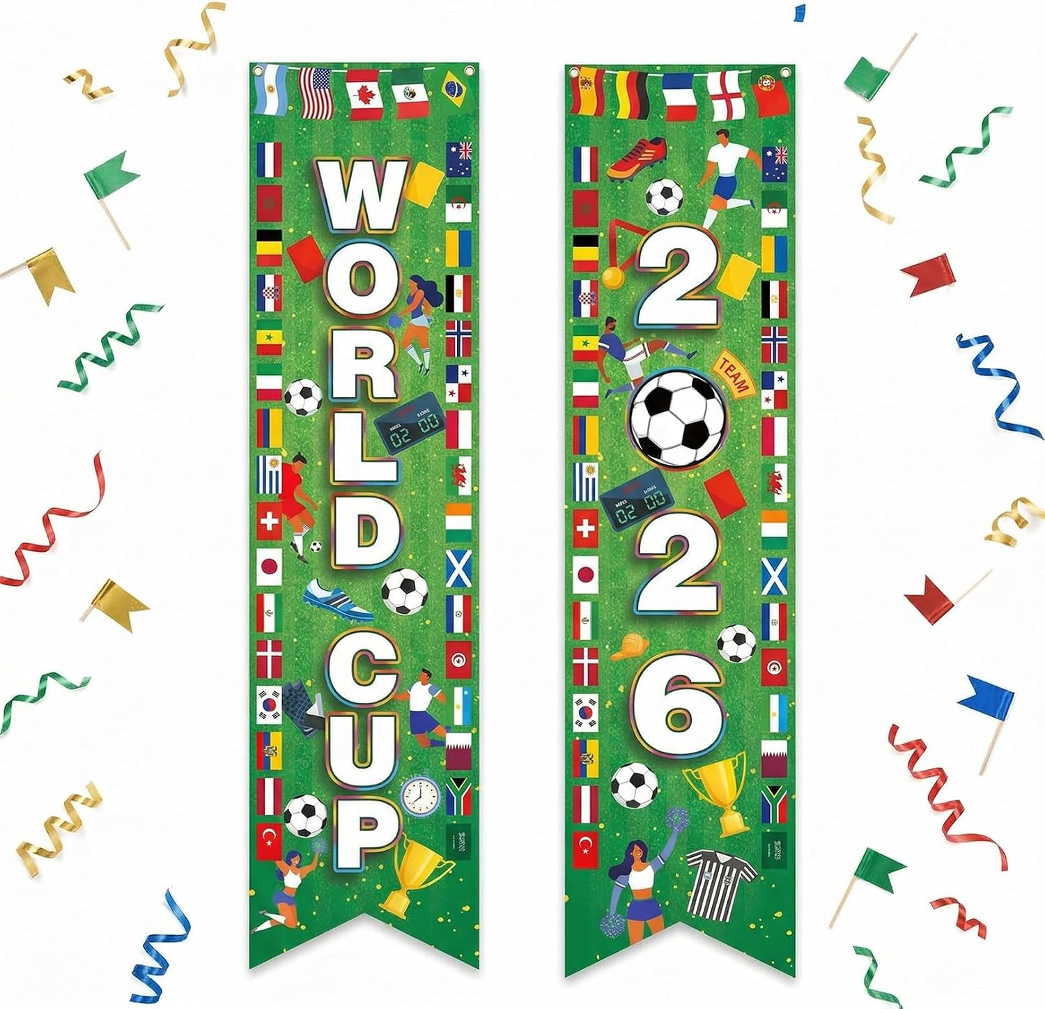 World Soccer Party Cup 2026 Hanging Porch Banner, World Soccer Cup 2026 Hanging Couplets for Porch Door, World Soccer Decorations for Party, Bar, Home, Gift for Soccers Fan