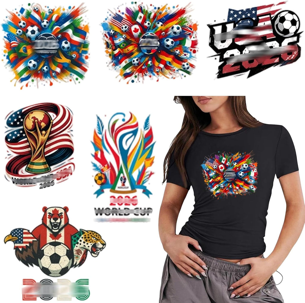 World Cup Soccer Iron on Patches Patriotic Decoration Iron on Transfers American-Mexico-Canada Soccer Iron on Decals Patches for Football Event World Cup Party Decorative Supplies 6 Pcs